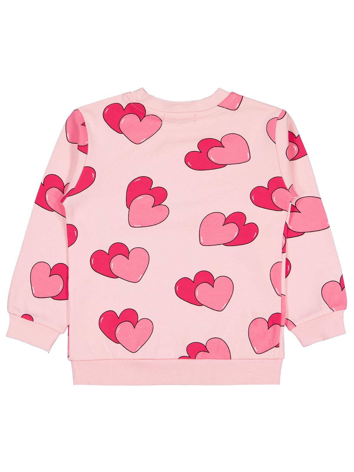 Civil Girls Kız Çocuk Renkli Kalp Baskılı Sweatshirt | İnterlok Uzun Kol | Okul Kreş ve Günlük Kullanım - Pembe