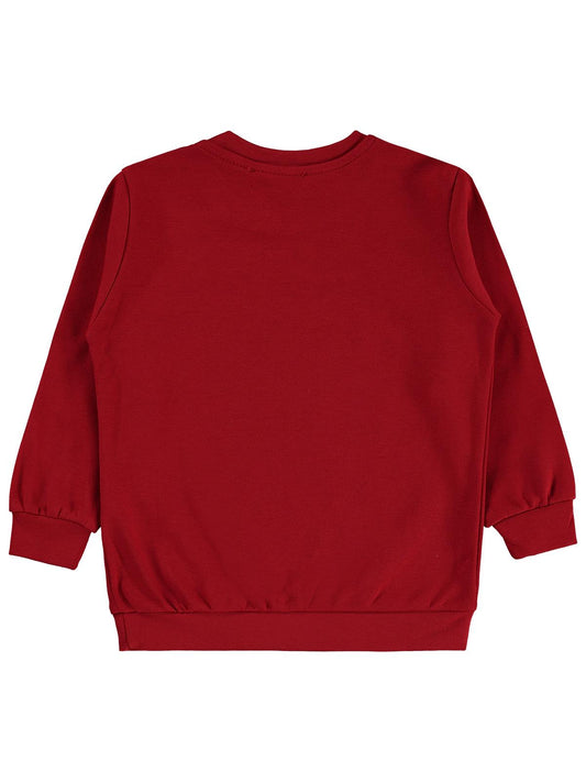 Civil Kız Çocuk Renkli Çiçek Sweatshirt | İnterlok Uzun Kol | Okul Kreş ve Günlük Kullanım - Kırmızı
