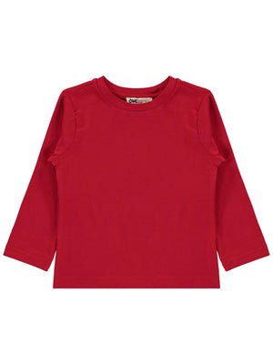 Civil Girls  Kız Çocuk Basic Sweatshirt | Likralı Süprem Uzun Kol | Okul Kreş ve Günlük Kullanım - Kırmızı