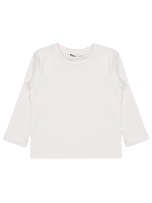 Civil Girls  Kız Çocuk Basic Sweatshirt | Likralı Süprem Uzun Kol | Okul Kreş ve Günlük Kullanım - Ekru