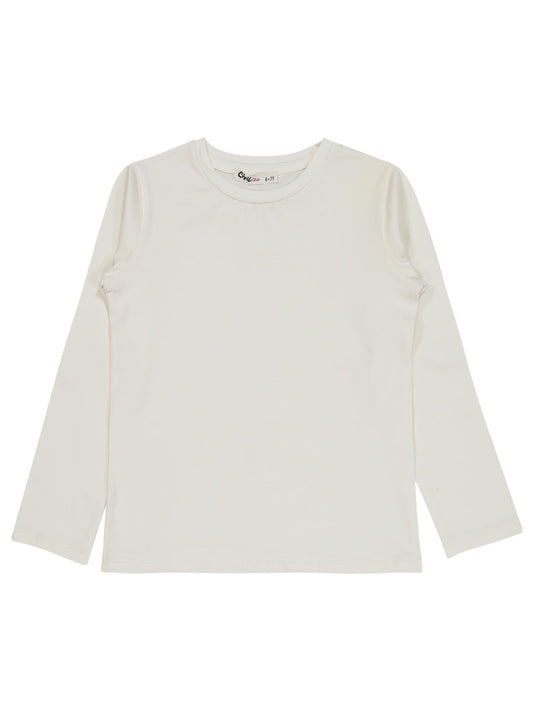 Civil Kız Çocuk Basic Sweatshirt | Likralı Süprem Uzun Kol | Okul Kreş ve Günlük Kullanım - Ekru