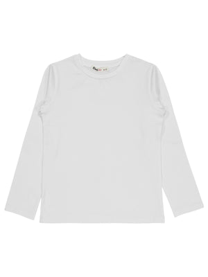 Civil Kız Çocuk Basic Sweatshirt | Likralı Süprem Uzun Kol | Okul Kreş ve Günlük Kullanım - Beyaz