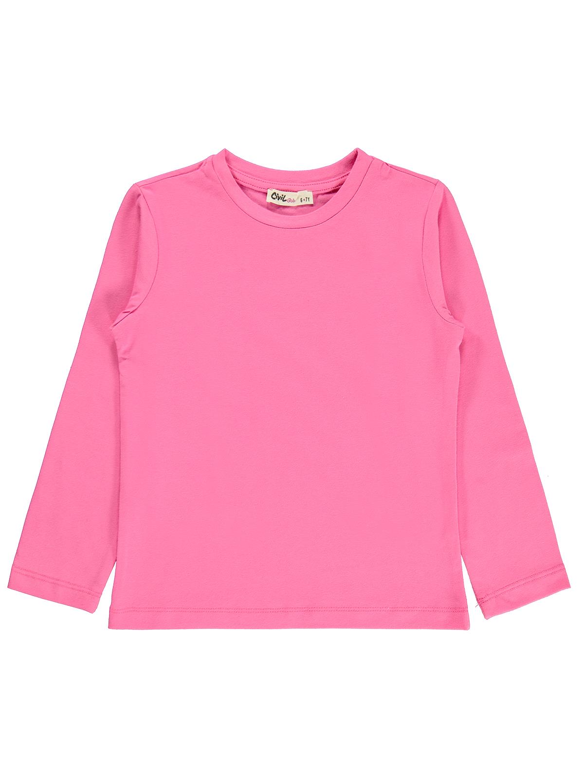 Civil Girls Kız Çocuk Basic Sweatshirt | Likralı Süprem Uzun Kol | Okul Kreş ve Günlük Kullanım - Pembe