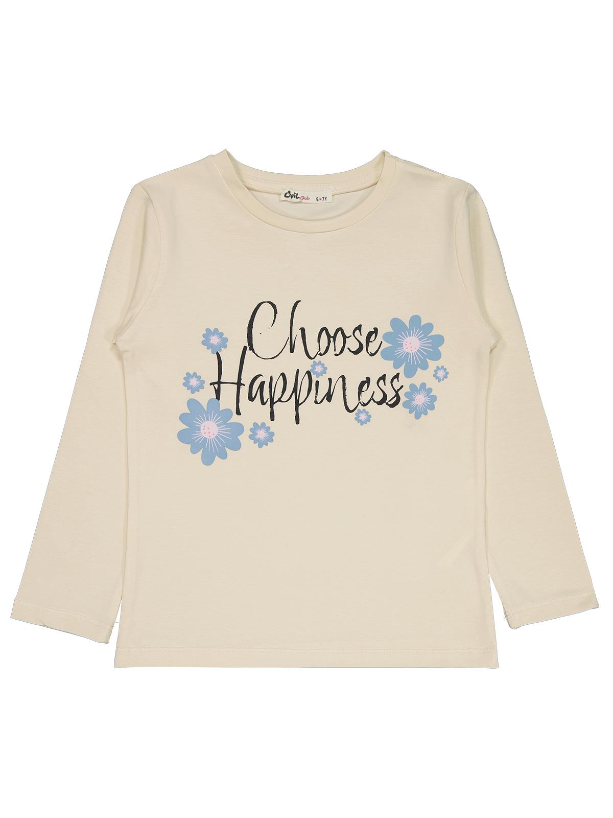 Civil Girls Choose Happiness Baskılı 6-9 Yaş Sweatshirt - Pembe