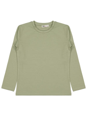 Civil Kız Çocuk Basic Sweatshirt | Likralı Süprem Uzun Kol | Okul Kreş ve Günlük Kullanım - Haki