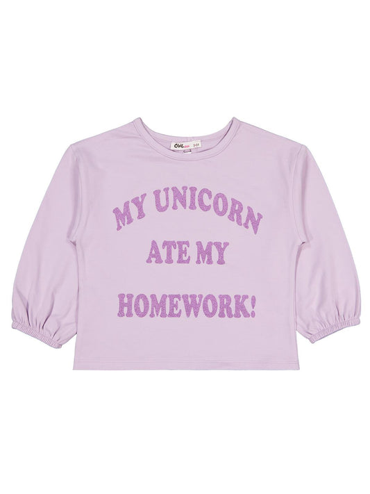 Civil Kız Çocuk My Unicorn Baskılı Sweatshirt | Okul Kreş ve Günlük Kullanım - Lila