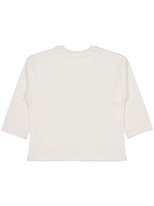 Civil Kız Çocuk Good Baskılı Sweatshirt | Likralı Süprem Şardonlu | Okul Kreş ve Günlük Kullanım - Ekru