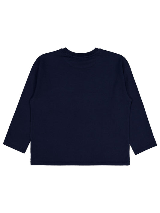 Civil Kız Çocuk Be Happy Baskılı Sweatshirt | Likralı Süprem Şardonlu | Okul Kreş ve Günlük Kullanım - Lacivert