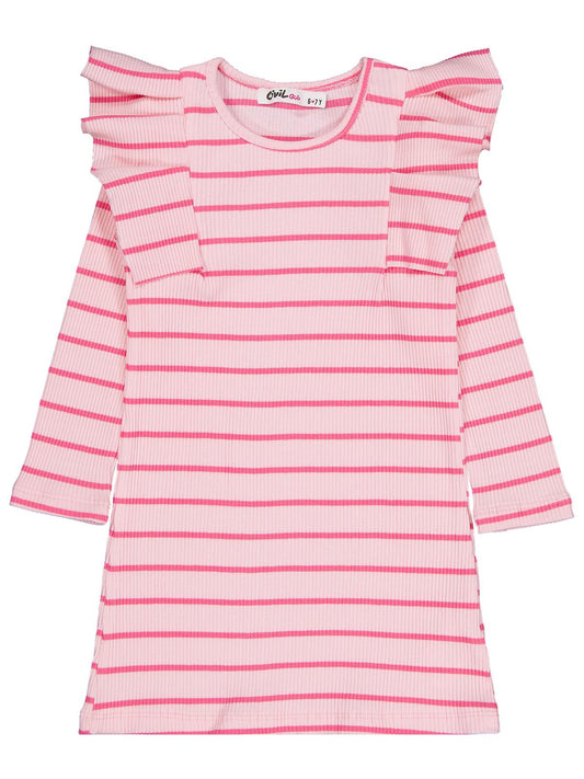 Civil Girls Çizgili 6-9 Yaş Elbise - Pembe