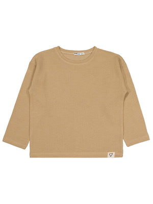 Civil Erkek Çocuk Jakarlı Basic Sweatshirt | Jakarlı İnterlok | Okul Kreş ve Günlük Kullanım - Bej