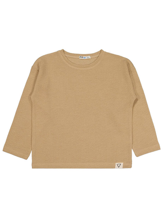 Civil Erkek Çocuk Jakarlı Basic Sweatshirt | Jakarlı İnterlok | Okul Kreş ve Günlük Kullanım - Bej