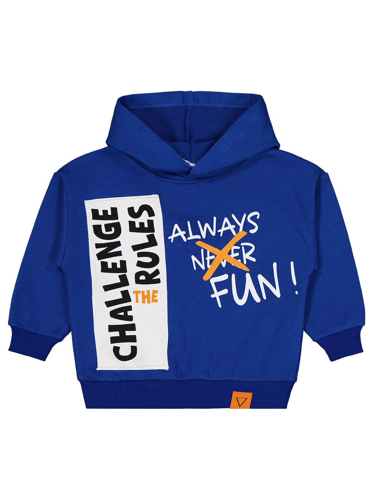 Civil Erkek Çocuk Cehallenge Baskılı Sweatshirt | 3 İp Uzun Kol | Okul Kreş ve Günlük Kullanım - Mavi