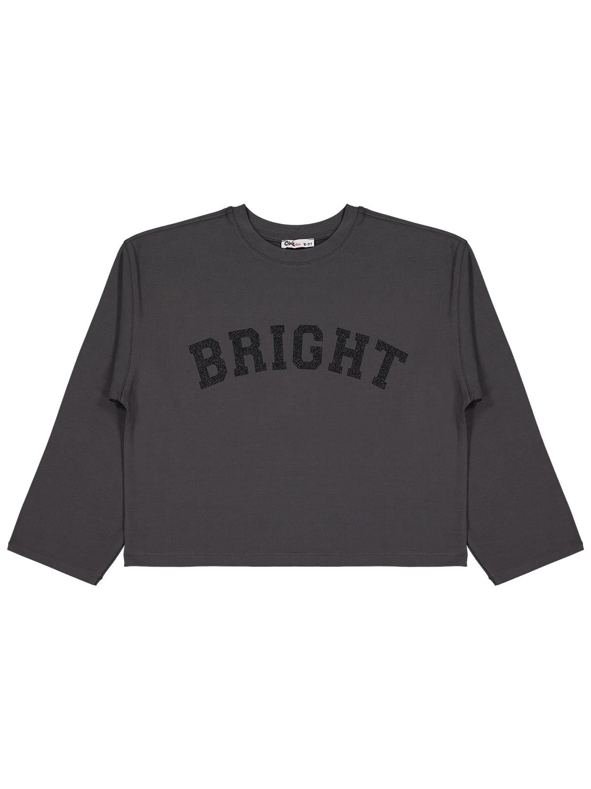 Civil Kız Çocuk Bright Baskılı Sweatshirt | Likralı Süprem Şardonlu | Okul Kreş ve Günlük Kullanım - Gri