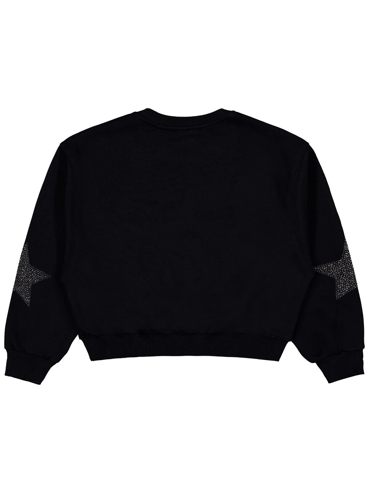 Civil Girls Taşlı Yıldız Nakışlı 10-13 Yaş Sweatshirt - Siyah