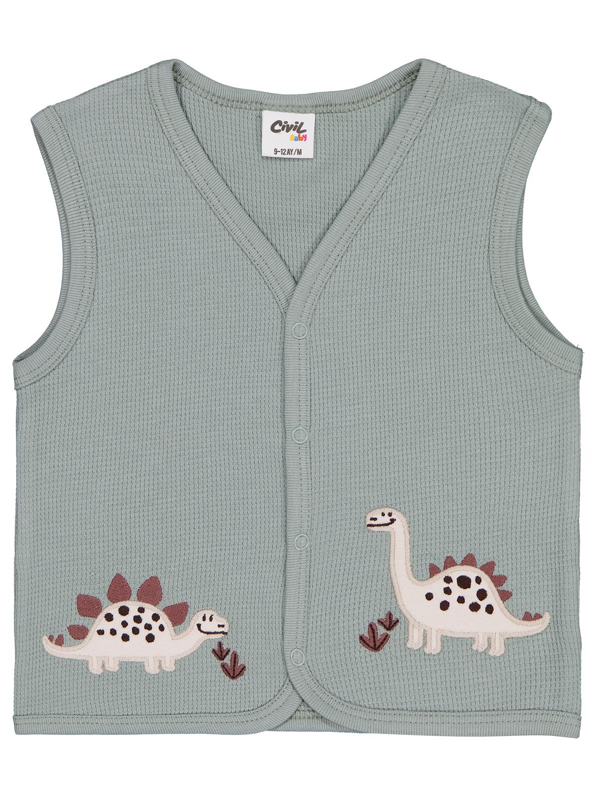 Civil Baby Dinozor Nakışlı 6-18 Ay Yelek - Yeşil