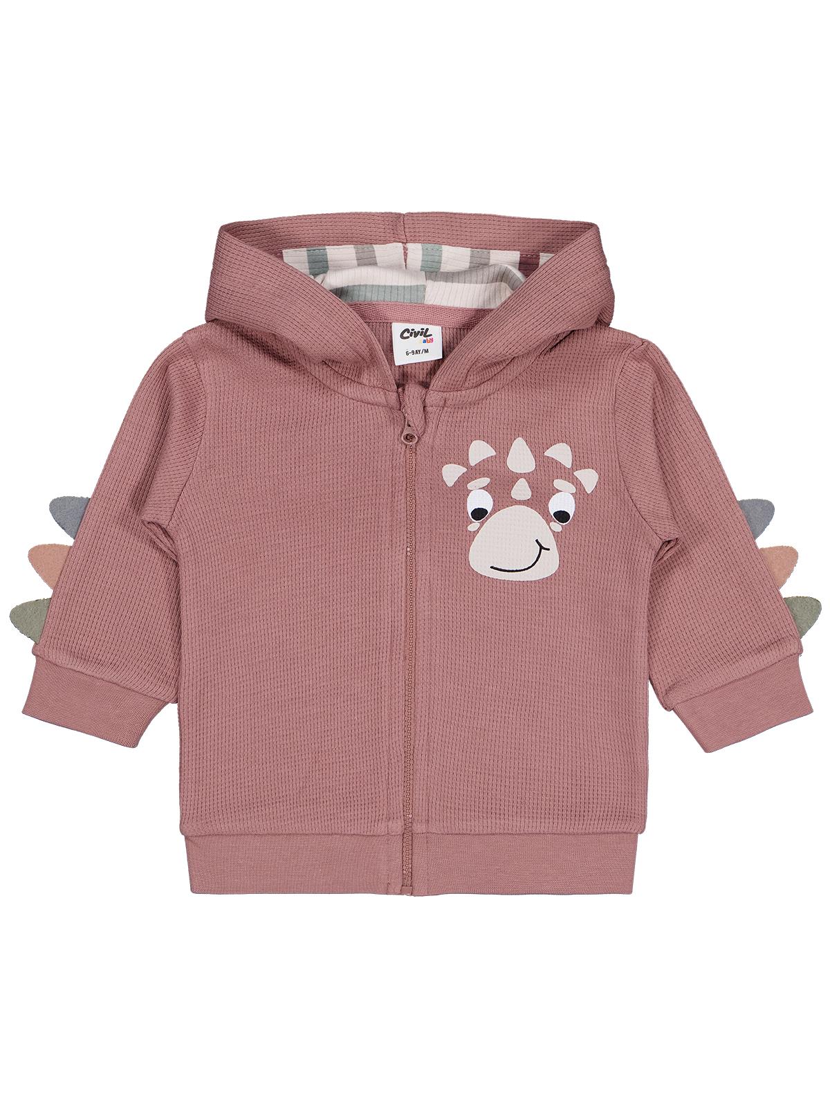 Civil Baby Dinozor Baskılı 6-18 Ay Hırka - Kahve
