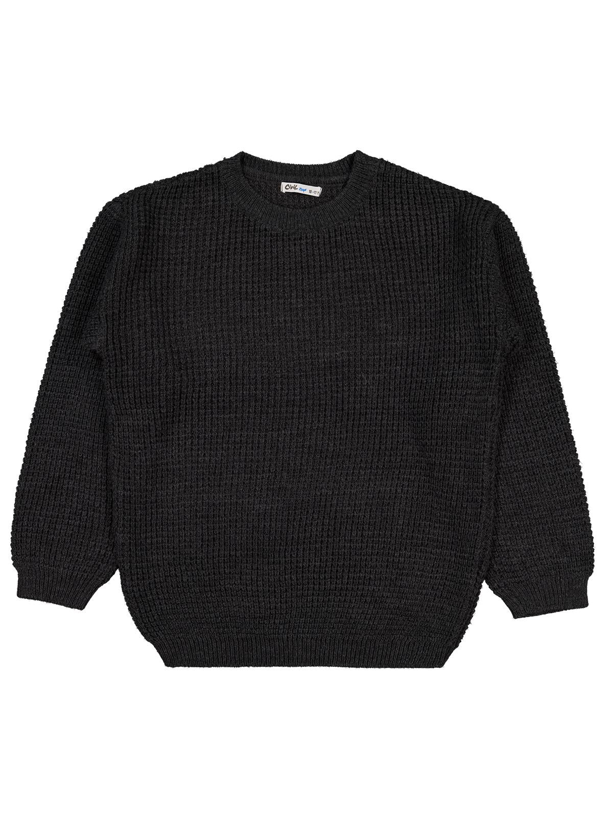 Civil Boys Waffle Örgülü 10-13 Yaş Kazak - Gri