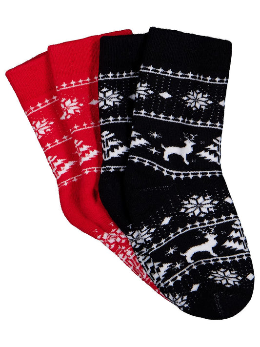 Civil Kız Çocuk Snow Deer Havlu 2'li Kız Soket Çorap | Okul Kreş ve Günlük Kullanım
