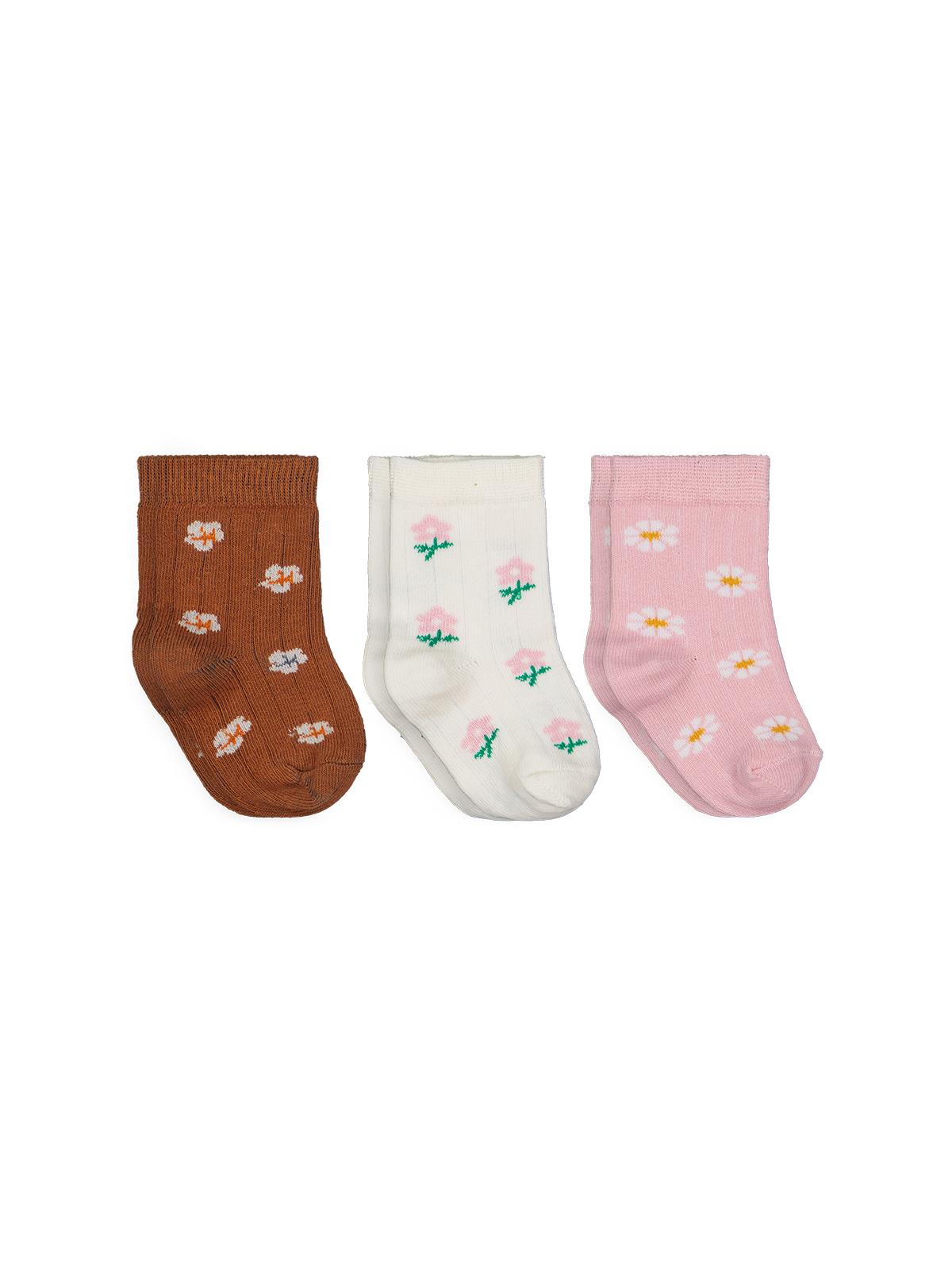 Civil Baby Derbili Çiçek 3'lü 6-18 Ay Bebek Kız Çorap Set