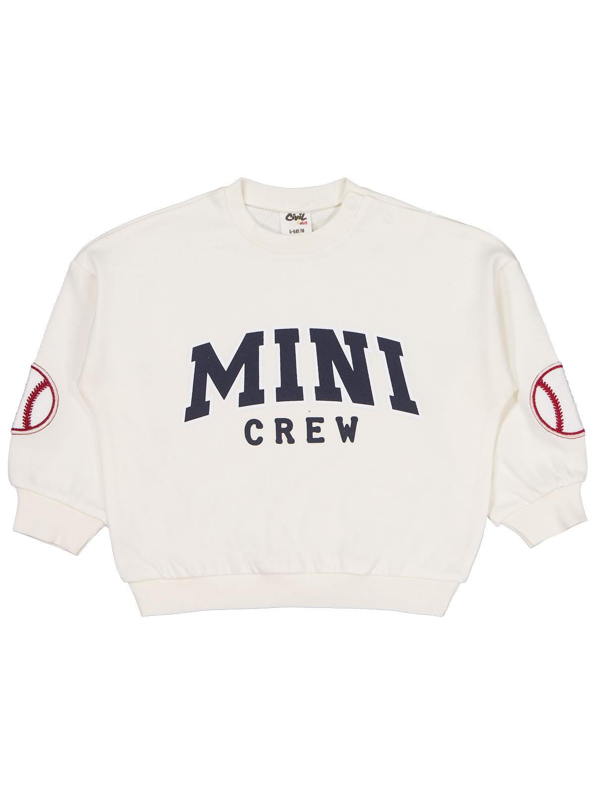 Civil Baby Mını Crew Baskılı 6-18 Ay Takım - Ekru