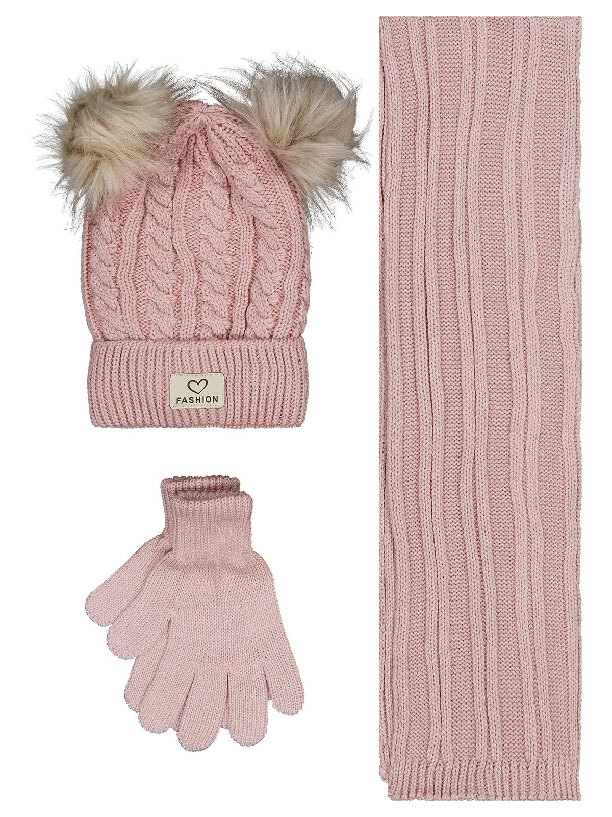 Civil Girls 6-9 Yaş Atkı Bere Eldiven Set - Pembe
