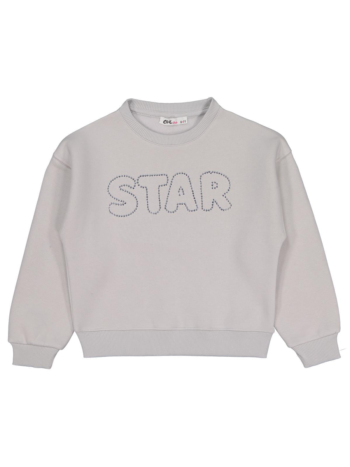 Civil Girls Star Baskılı 6-9 Yaş Sweatshirt - Gri