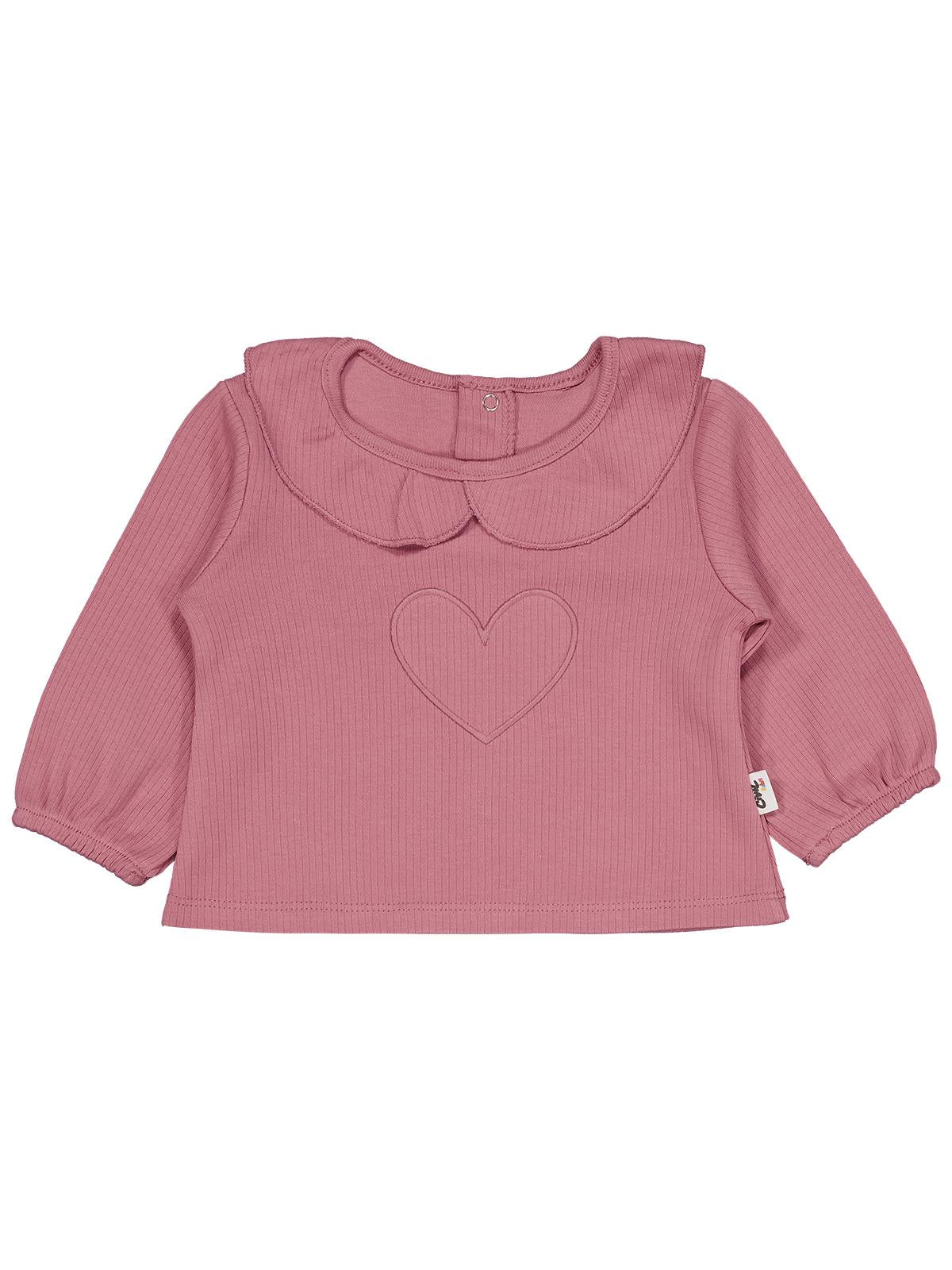 Civil Baby Yakalı Kalp Nakışlı 6-18 Ay Takım - Ekru