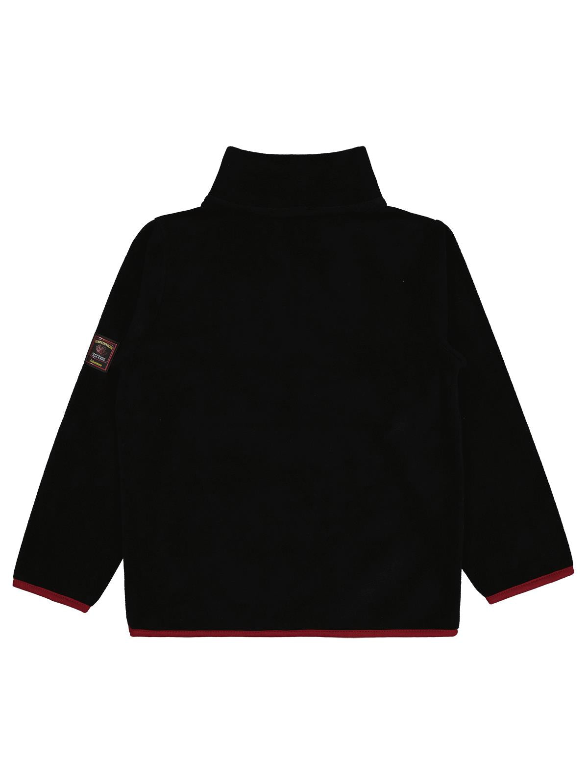 Civil Boys Erkek Çocuk Fermuarlı Armalı Polar Sweatshirt | Polar Uzun Kol | Okul Kreş ve Günlük Kullanım - Siyah