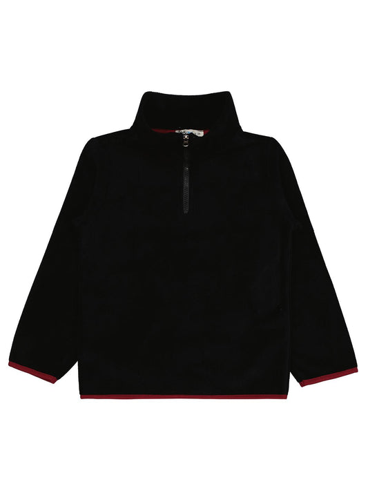 Civil Boys Erkek Çocuk Fermuarlı Armalı Polar Sweatshirt | Polar Uzun Kol | Okul Kreş ve Günlük Kullanım - Siyah