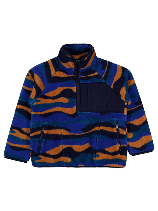 Civil Erkek Çocuk Karışık Dalga Desenli Sweatshirt | Velsoft Uzun Kol | Okul Kreş ve Günlük Kullanım - Mavi