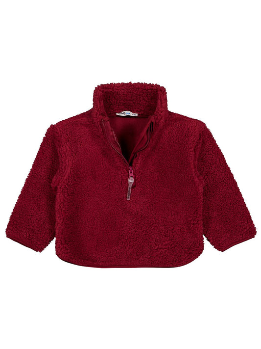 Civil Boys Erkek Çocuk Biyeli Yarım Fermuarlı Sweatshirt | Velsoft | Okul Kreş ve Günlük Kullanım - Bordo