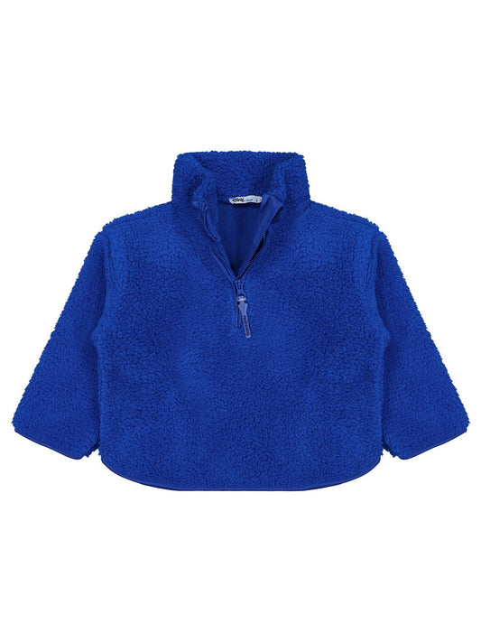 Civil Boys Erkek Çocuk Biyeli Yarım Fermuarlı Sweatshirt | Velsoft | Okul Kreş ve Günlük Kullanım - Mavi