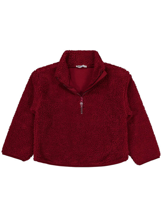 Civil Erkek Çocuk Biyeli Yarım Fermuarlı Sweatshirt | Velsoft | Okul Kreş ve Günlük Kullanım - Bordo
