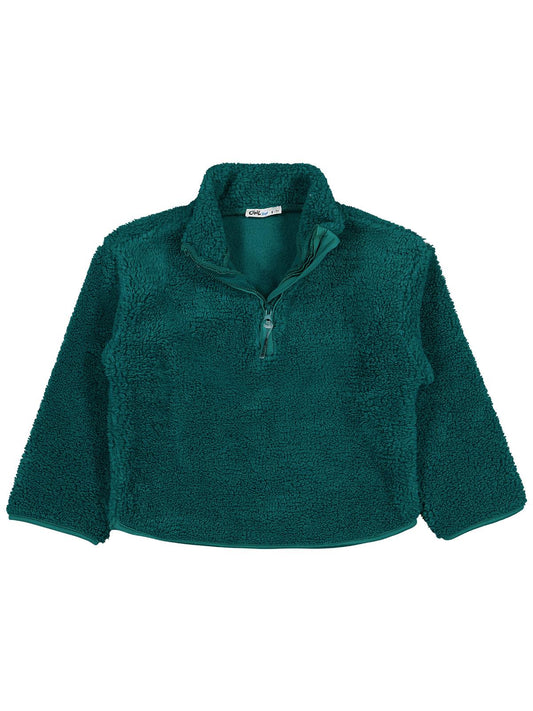 Civil Erkek Çocuk Biyeli Yarım Fermuarlı Sweatshirt | Velsoft | Okul Kreş ve Günlük Kullanım - Yeşil