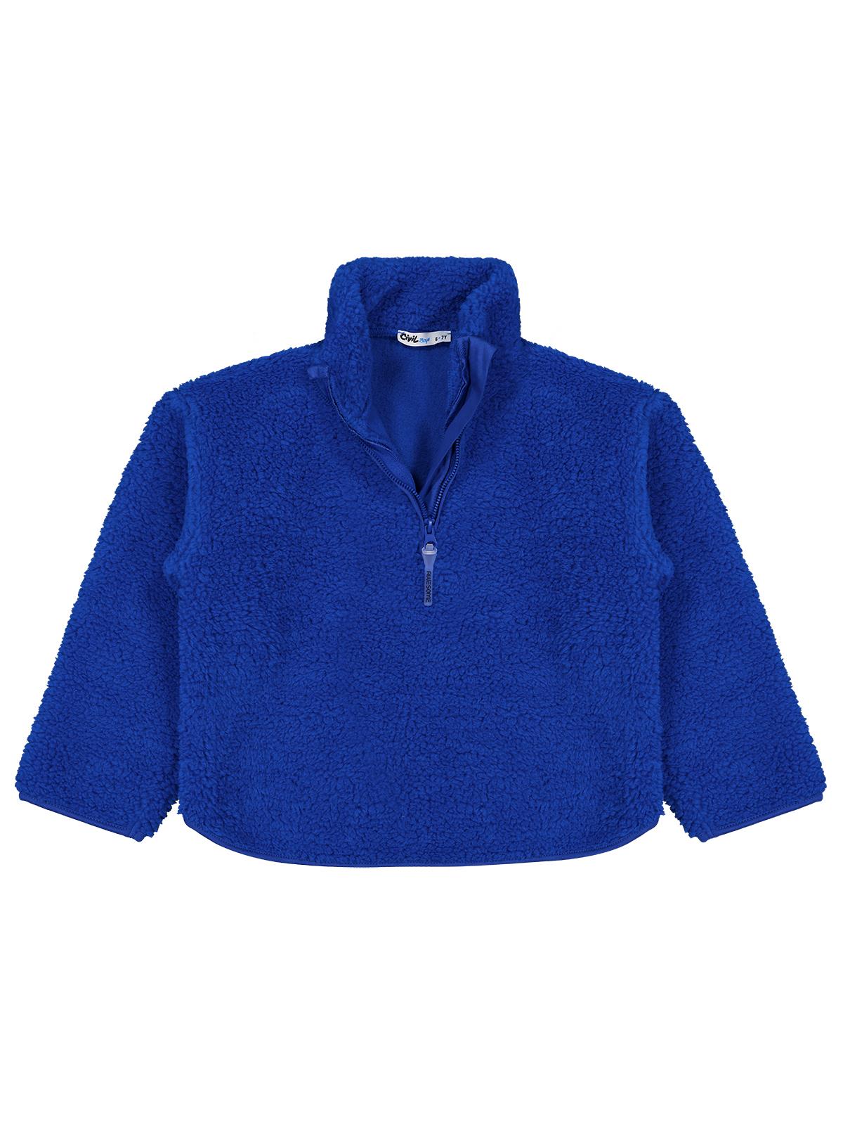 Civil Boys Biyeli Yarım Fermuarlı 6-9 Yaş Sweatshirt - Mavi