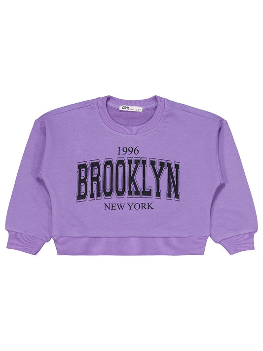 Civil Kız Çocuk Brooklyn Baskılı Eşofman Takımı | Okul Kreş ve Günlük Kullanım - Lila