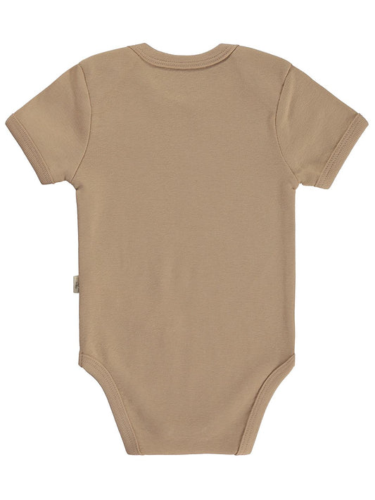 Civil Baby Düz Renkli Kısa Kol  Çıtçıtlı Badi - Kahverengi