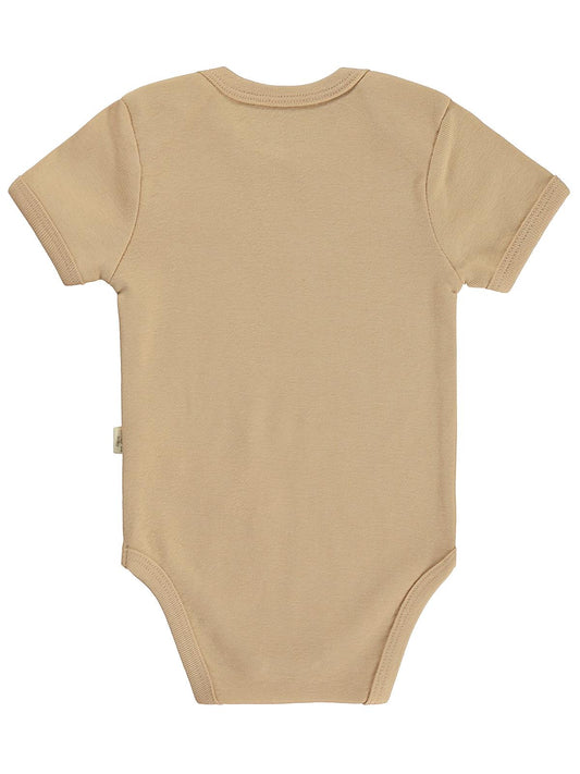 Civil Baby Düz Renkli Kısa Kol 3-9 Ay Çıtçıtlı Badi - Kahverengi