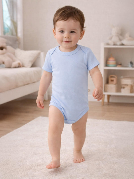 Civil Baby Düz Renkli Kısa Kol  Çıtçıtlı Badi - Mavi