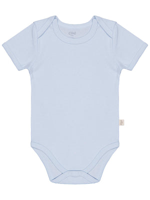 Civil Baby Düz Renkli Kısa Kol 0-1 Ay Çıtçıtlı Badi - Mavi