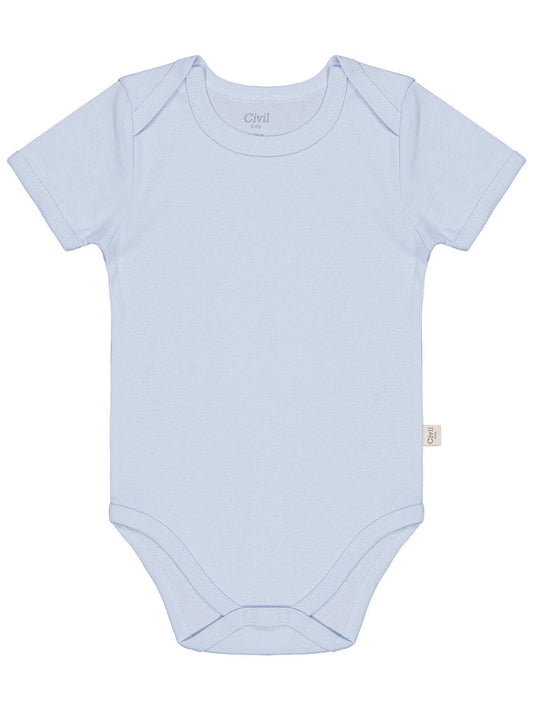 Civil Baby Düz Renkli Kısa Kol  Çıtçıtlı Badi - Mavi