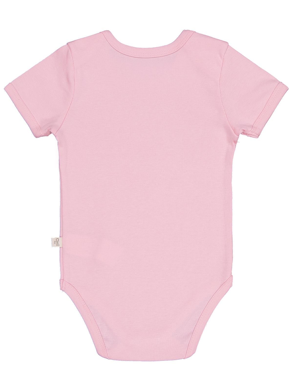 Civil Baby Düz Renkli Kısa Kol  Çıtçıtlı Badi - Pembe