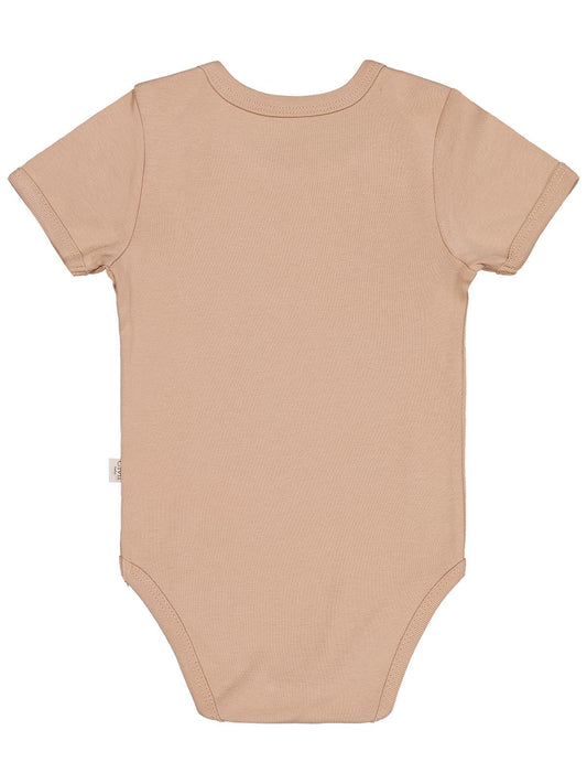 Civil Baby Düz Renkli Kısa Kol 3-9 Ay Çıtçıtlı Badi - Kahverengi