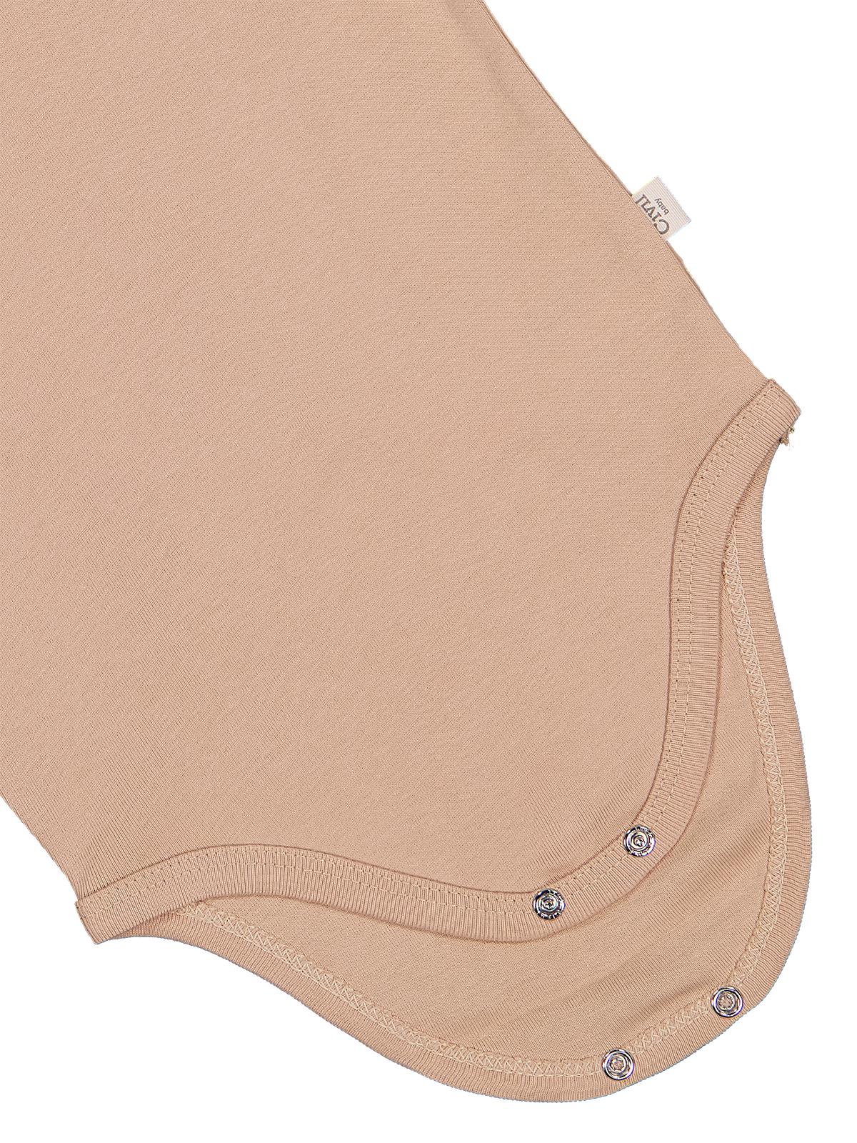Civil Baby Düz Renkli Kısa Kol 3-9 Ay Çıtçıtlı Badi - Kahverengi