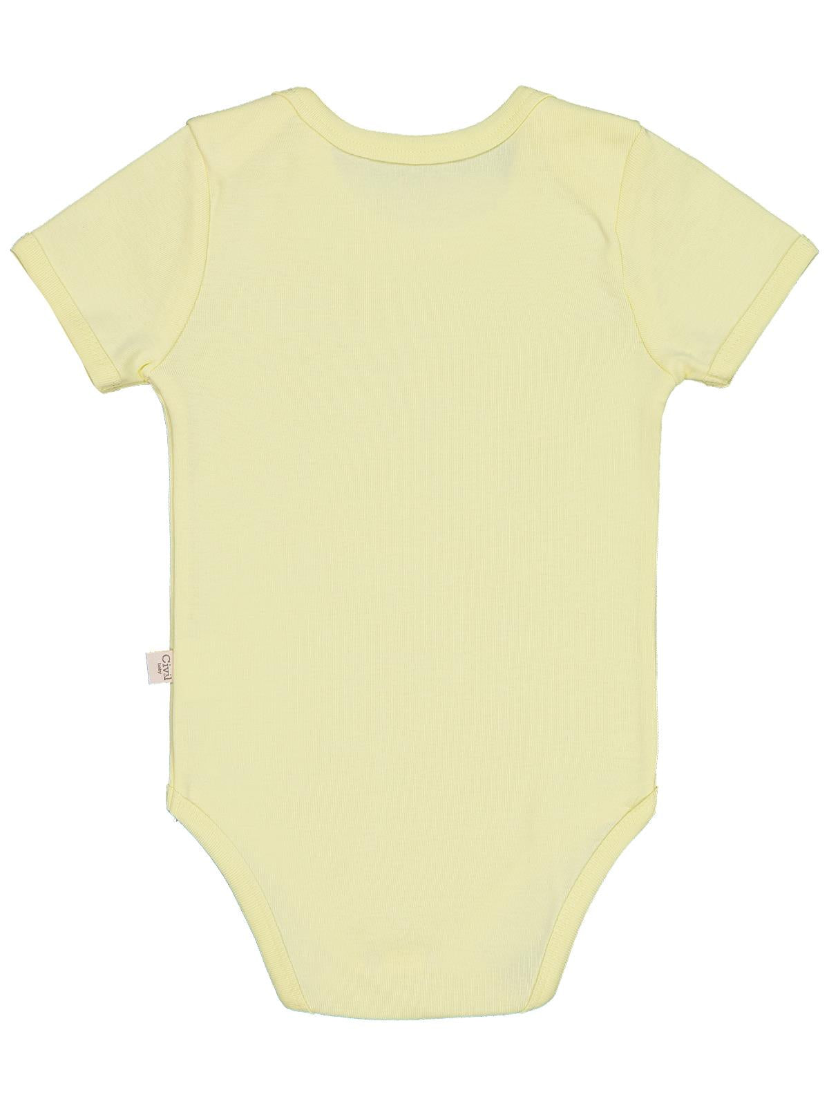 Civil Baby Düz Renkli Kısa Kol  Çıtçıtlı Badi - Sarı