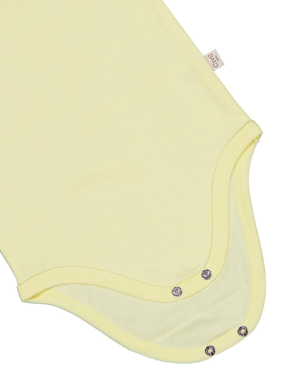 Civil Baby Düz Renkli Kısa Kol  Çıtçıtlı Badi - Sarı
