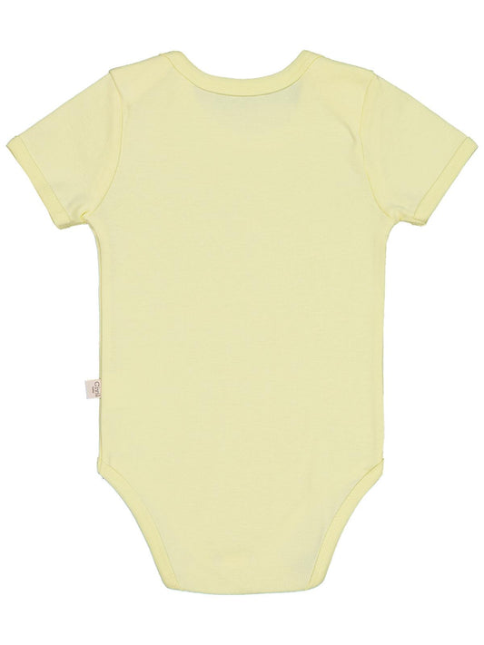 Civil Baby Düz Renkli Kısa Kol 3-9 Ay Çıtçıtlı Badi - Sarı