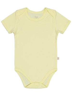 Civil Baby Düz Renkli Kısa Kol  Çıtçıtlı Badi - Sarı