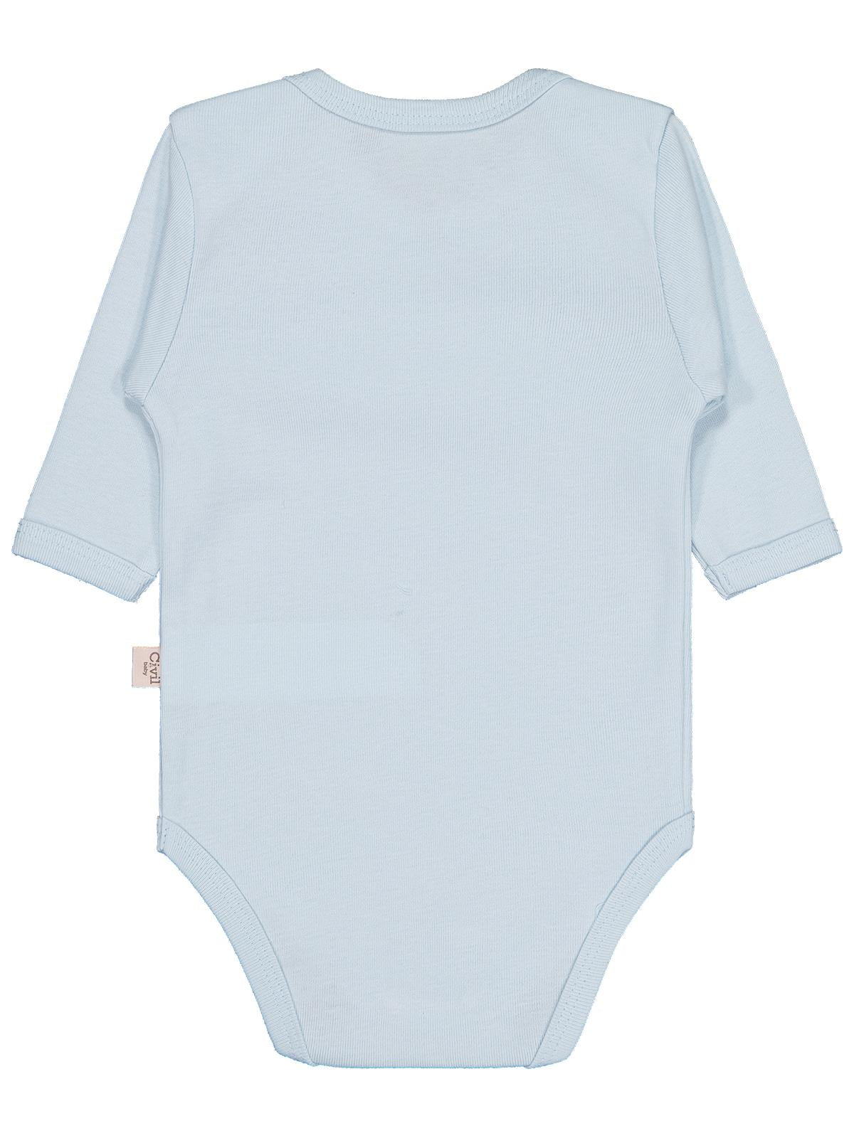 Civil Baby Düz Renkli Uzun Kol 0-1 Ay Çıtçıtlı Badi - Mavi