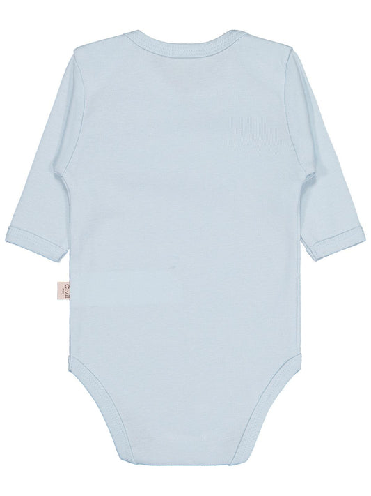 Civil Baby Düz Renkli Uzun Kol 0-1 Ay Çıtçıtlı Badi - Mavi